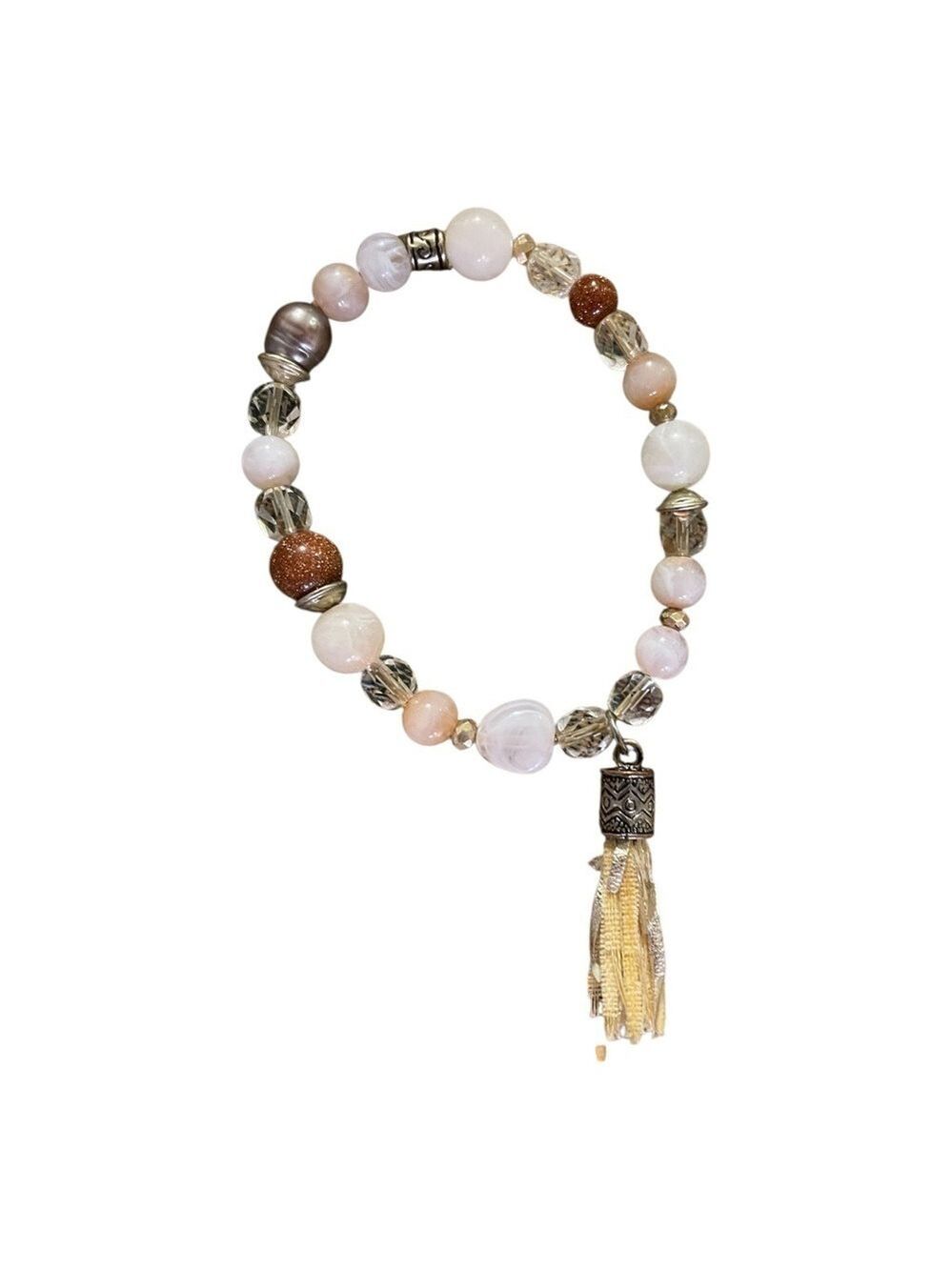 Agate Gemstone Tassel Charm Bracelet Natural Stones HD4829